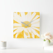 Horloge Carrée Baisson blanc jaune doux (Maison)