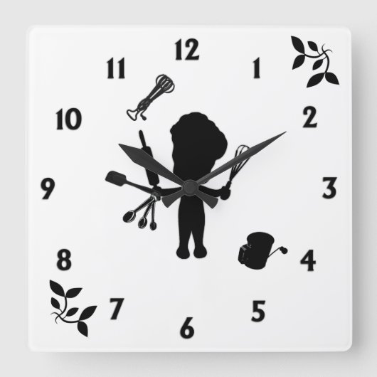 Horloge Carrée Baker Juggles His Utensils (Recto)
