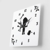Horloge Carrée Baker Juggles His Utensils (Angle)