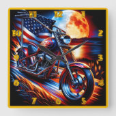 Horloge Carrée Balades en moto éclairées (Recto)