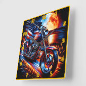 Horloge Carrée Balades en moto éclairées (Angle)