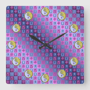Horloge Carrée Balance & Coq de Métal
