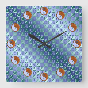 Horloge Carrée Balance & Serpent de Bois