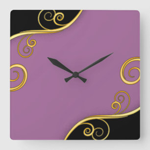 Horloge Carrée Balayage noir violet