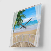 Horloge Carrée Balcon avec vue sur la plage (Angle)