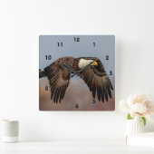 Horloge Carrée Bald Eagle en vol (Maison)