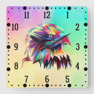 Horloge Carrée Bald Eagle géométrique Prismatic Design-80590