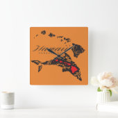 Horloge Carrée Baleine d'Hawaï Aloha (Maison)