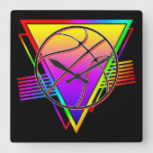 Horloge Carrée Balle de basket-ball moderne rétro (Recto)