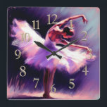 Horloge Carrée Ballerina Danseuse Possédant Un Dessin Pastel Viol<br><div class="desc">Ballerina Danseuse Possédant Un Dessin Pastel Violet Bleu</div>