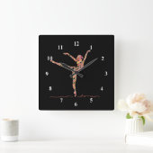 Horloge Carrée Ballerina jolie fille dansant ballon (Maison)