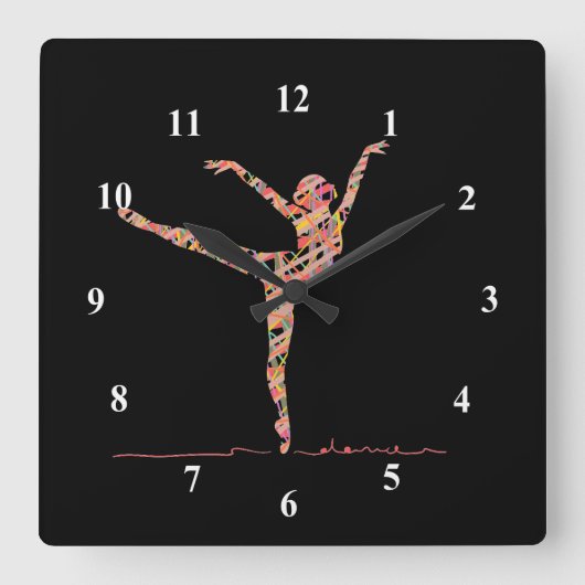 Horloge Carrée Ballerina jolie fille dansant ballon (Recto)