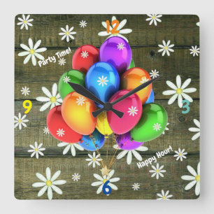 Horloge Carrée Ballons de football de Daisies