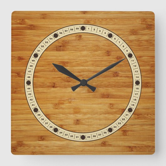 Horloge Carrée Bamboo Butcher Block (Recto)