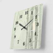 Horloge Carrée Bambou vert (Angle)