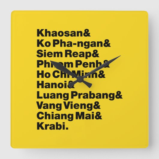 Horloge Carrée Banana Pancake Trail / Circuit (Recto)