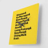 Horloge Carrée Banana Pancake Trail / Circuit (Angle)