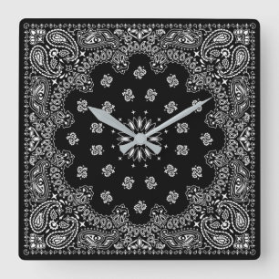 Horloge Carrée bandana paisley square cloche