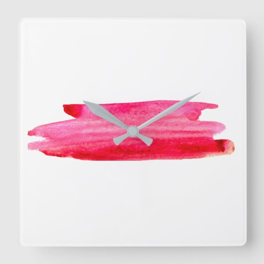 Horloge Carrée Bande abstraite couleur rouge (Recto)