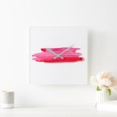 Horloge Carrée Bande abstraite couleur rouge (Maison)