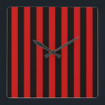 Horloge Carrée Bande noire et rouge<br><div class="desc">Bande noire et rouge</div>