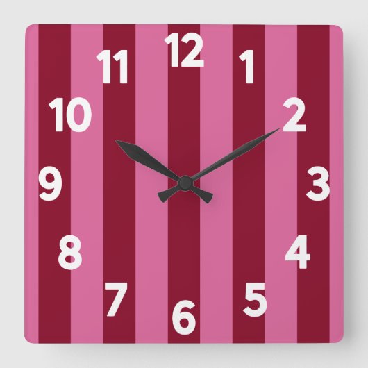 Horloge Carrée Bande rose Flamant rose de salsa (Recto)