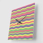 Horloge Carrée Bandes colorées (Angle)
