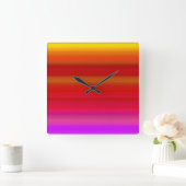 Horloge Carrée Bandes multicolores Abstraites (Maison)
