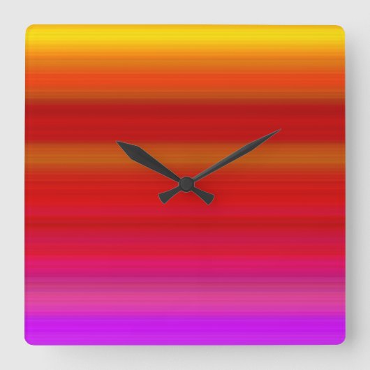 Horloge Carrée Bandes multicolores Abstraites (Recto)