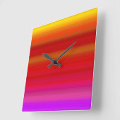 Horloge Carrée Bandes multicolores Abstraites (Angle)