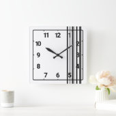 Horloge Carrée Bandes noires (Maison)