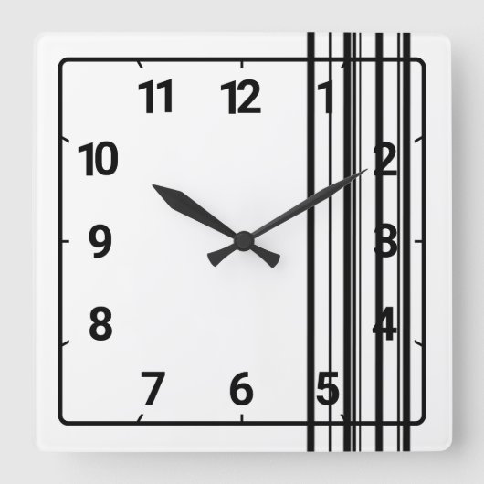 Horloge Carrée Bandes noires (Recto)