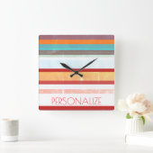 Horloge Carrée Bandes personnalisées (Maison)