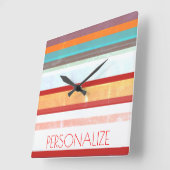 Horloge Carrée Bandes personnalisées (Angle)