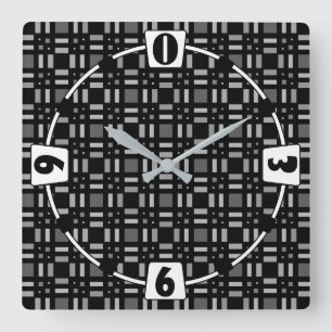 Horloge Carrée Bandes rouges rouges rouges vertes géométriques