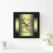 Horloge Carrée Banjo ~ Musical Swirl ~ Notes ~ * ~ (Maison)