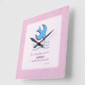 Horloge Carrée Baptême adulte sur rose (Angle)