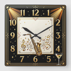 Horloge Carrée Bar musical Art Déco