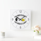 Horloge Carrée Barbell vs bière (Maison)