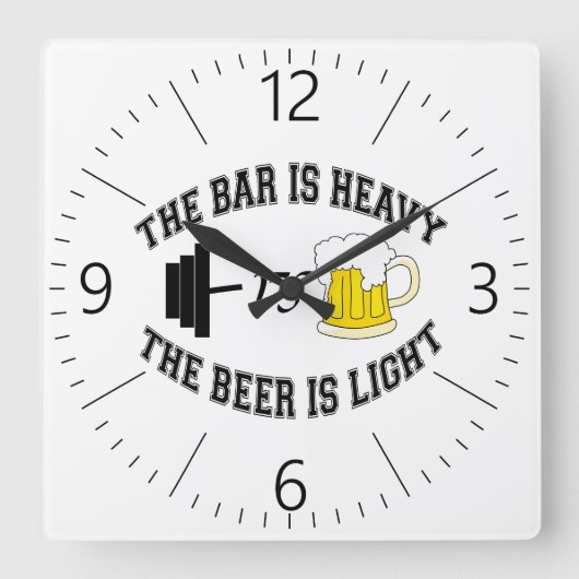 Horloge Carrée Barbell vs bière (Recto)