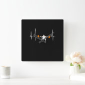 Horloge Carrée Barbell Weightlifting Heartbeat (Maison)