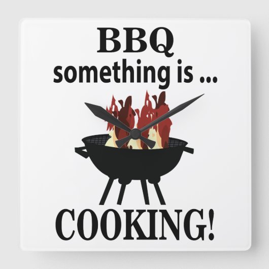 Horloge Carrée Barbeque Cook Chef Funny BBQ (Recto)