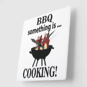Horloge Carrée Barbeque Cook Chef Funny BBQ (Angle)