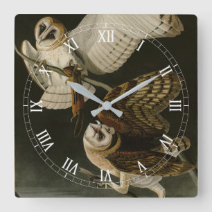 Horloge Carrée Barn Owl (Tyto alba) Audubon's Birds of America