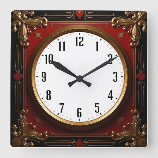 Horloge Carrée Baroque rouge (Recto)