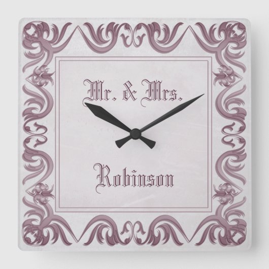 Horloge Carrée Baroque style grunge frame. text. (Recto)