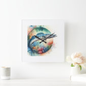 Horloge Carrée Barracuda in Vibrant Waters 130624AREF119 - Waterc (Maison)