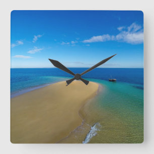 Horloge Carrée Barre de sable et île d'Ibos du dhaw  , Mozambiqu