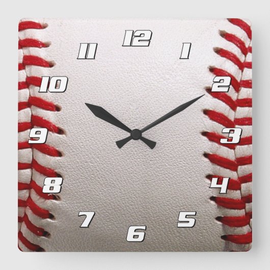 Horloge Carrée Baseball et Softball Couture Rouge (Recto)