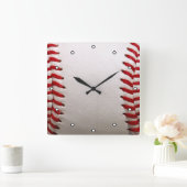 Horloge Carrée Baseball et Softball Couture Rouge (Maison)
